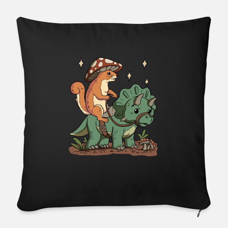 Cottagecore Eichhörnchen - Sofakissen mit Füllung 45 x 45 cm - Schwarz