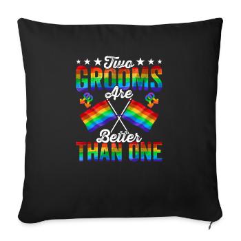 Two Grooms Lgbtq Gay Wedding Equality Pride - Sofa pillow with filling 45cm x 45cm - black - Front