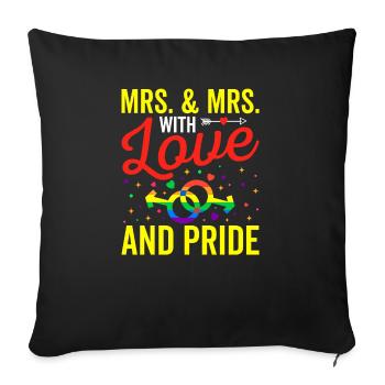 Mrs & Mrs Lgbtq Gay Wedding Equality Pride - Sofa pillow with filling 45cm x 45cm - black - Front