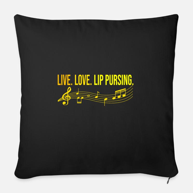 Live Love Lip Pursing Harmonica Player Gift - Sofakissen mit Füllung 45 x 45 cm - Schwarz