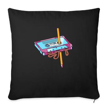 Kassette Mixtape Classic Audio Tape mit Bleistift - Sofakissen mit Füllung 45 x 45 cm - Schwarz - Vorne
