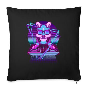 Musik Techno Fuchs Vaporwave DJ Rotfuchs - Sofakissen mit Füllung 45 x 45 cm - Schwarz - Vorne
