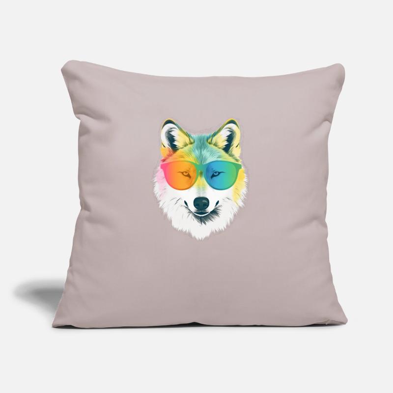 White Wolf Rainbow Sunglass Frame Wolves Graphic Sofa pillow with filling 45cm x 45cm