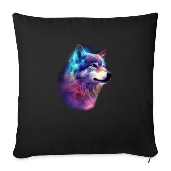 Wolf Galaxy Space Graphic Wolf Lover - Coussin et housse de 45 x 45 cm - noir - Devant