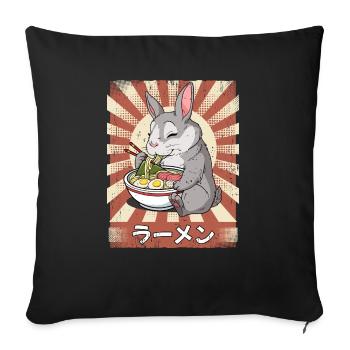 ramen lapin soupe de nouilles ramen - Coussin et housse de 45 x 45 cm - noir - Devant
