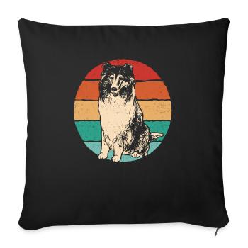 Longhair Collie Rough Collie Dog - Sofa pillow with filling 45cm x 45cm - black - Front