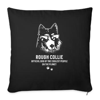 Longhair Collie Rough Collie Dog - Sofa pillow with filling 45cm x 45cm - black - Front