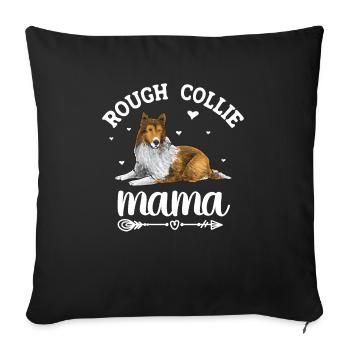 Collie à poil long Chien Rough Collie - Coussin et housse de 45 x 45 cm - noir - Devant
