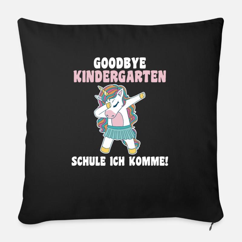Schulkind Schulbeginn Einhorn Einschulung - Sofakissen mit Füllung 45 x 45 cm - Schwarz