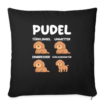 Hund Pudel - Sofakissen mit Füllung 45 x 45 cm - Schwarz - Vorne