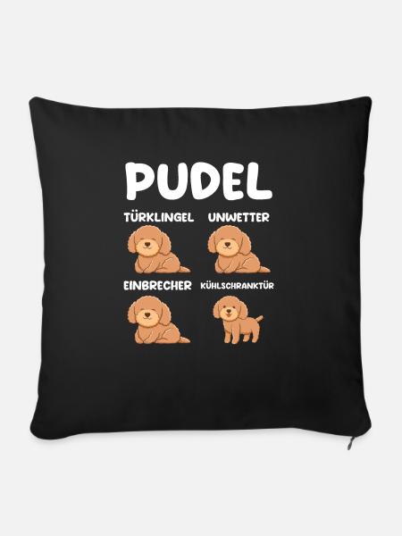 Hund Pudel - Sofakissen mit Füllung 45 x 45 cm - Schwarz
