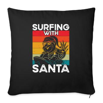 Noël en juillet Père Noël Surf hawaïen - Coussin et housse de 45 x 45 cm - noir - Devant