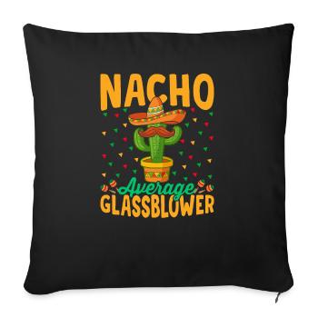 Nacho Souffleur de verre moyen Glassblower Glassworker - Coussin et housse de 45 x 45 cm - noir - Devant