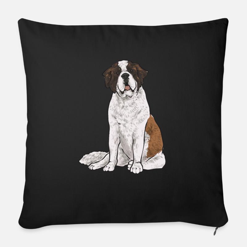 Bernhardiner St. Bernhardshund Hund - Sofakissen mit Füllung 45 x 45 cm - Schwarz