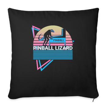 Pinball lézard flipper rétro - Coussin et housse de 45 x 45 cm - noir - Devant