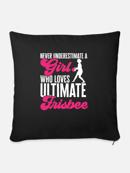 Ultimate Frisbee Wurfscheibe - Sofakissen mit Füllung 45 x 45 cm - Schwarz