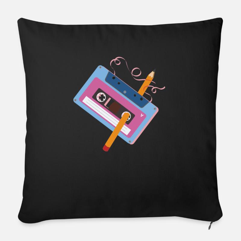 Retro Kasette - Sofakissen mit Füllung 45 x 45 cm - Schwarz