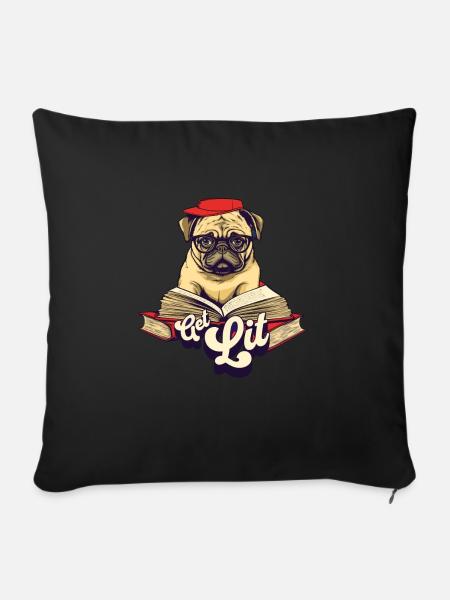 Get Lit Pug - Sofakissen mit Füllung 45 x 45 cm - Schwarz