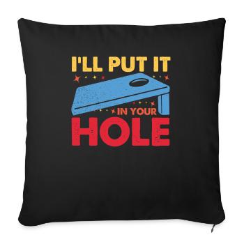 Lustiges Cornhole Corn Hole - Sofakissen mit Füllung 45 x 45 cm - Schwarz - Vorne