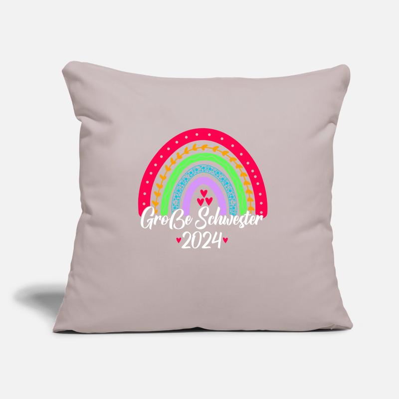 Große Schwester 2024 Boho Regenbogen Design Sofakissen mit Füllung 45 x 45 cm
