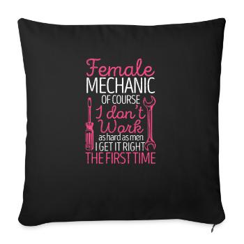 Mécanicien Voiture Fille Garage Artisan - Coussin et housse de 45 x 45 cm - noir - Devant