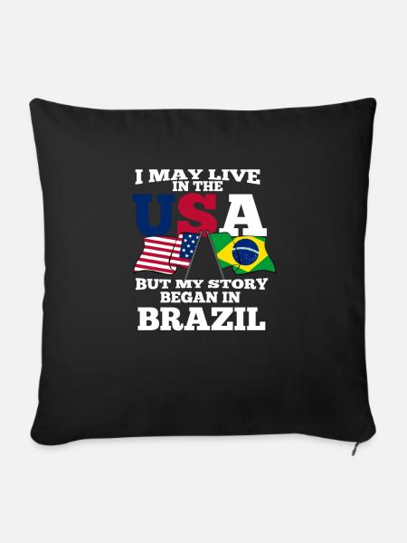 Brasilien - Sofakissen mit Füllung 45 x 45 cm - Schwarz