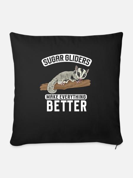Kurzkopfgleitbeutler Sugar Glider - Sofakissen mit Füllung 45 x 45 cm - Schwarz