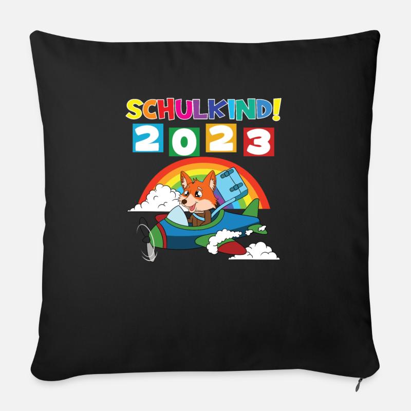Schulkind 2023 Einschulung 2023 Schulanfang - Sofakissen mit Füllung 45 x 45 cm - Schwarz