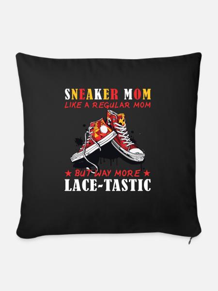 "Sneaker Mom" Lustiger Schuh - Sofakissen mit Füllung 45 x 45 cm - Schwarz
