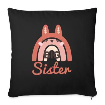 Grosse Schwester Regenbogen Hase - Sofakissen mit Füllung 45 x 45 cm - Schwarz - Vorne