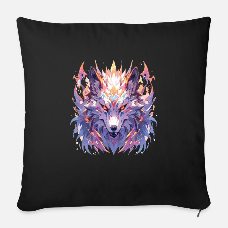 Wolf Wölfe Tier Wildtiere Wolfkopf - Sofakissen mit Füllung 45 x 45 cm - Schwarz