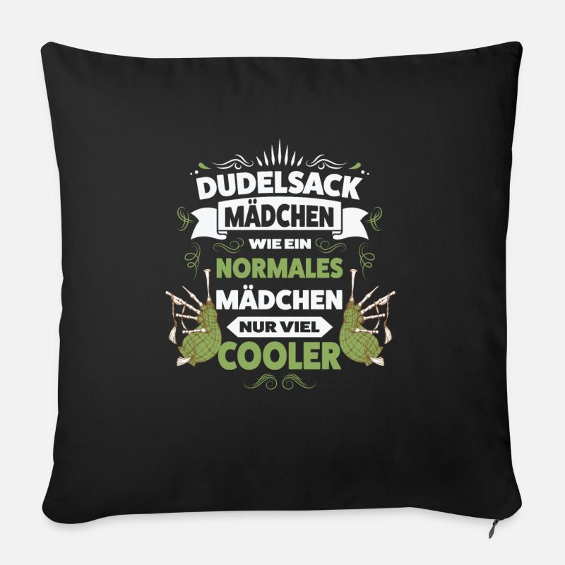Dudelsack Mädchen Dudelsack Mädchen Geschenk - Sofakissen mit Füllung 45 x 45 cm - Schwarz