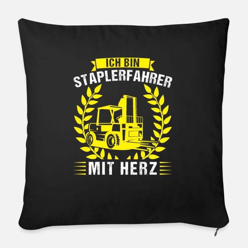 Staplerfahrer Stapler Gabelstapler Geschenk - Sofakissen mit Füllung 45 x 45 cm - Schwarz