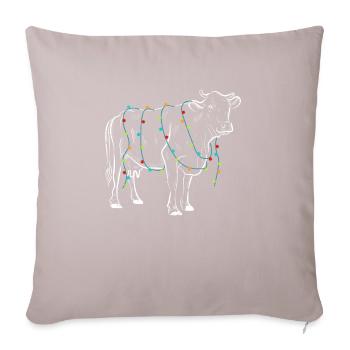 Vache Lumières de Noël Famille Amoureux des neiges - Coussin et housse de 45 x 45 cm - taupe clair - Devant