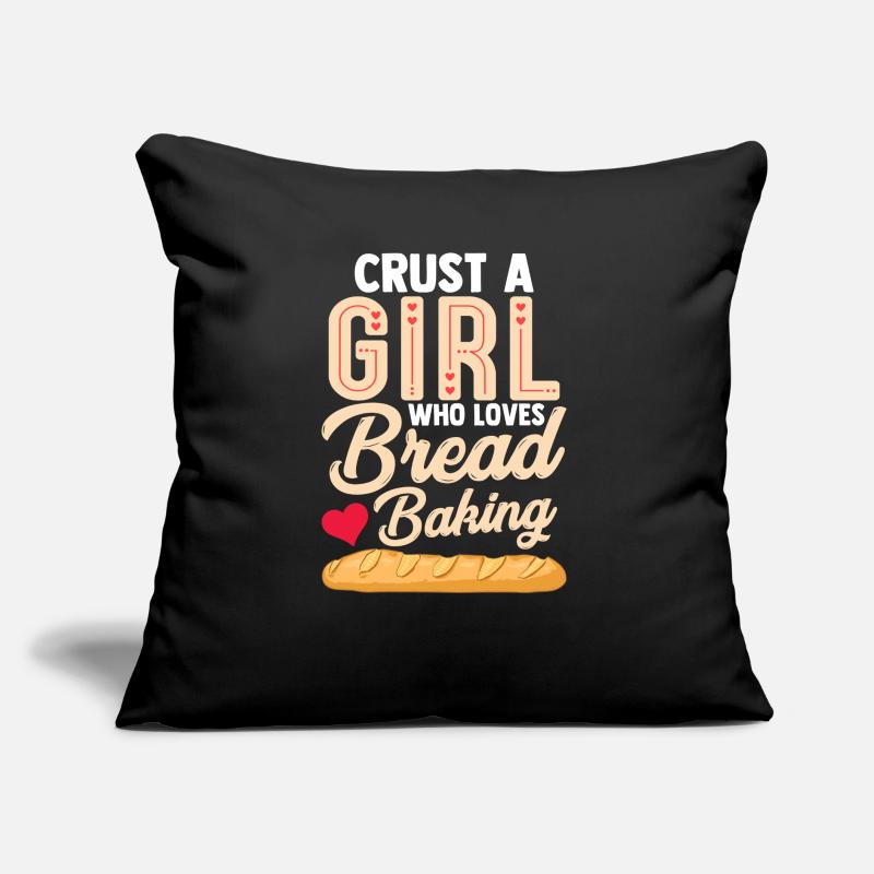 Lustige Kruste Ein Mädchen, das Brot liebt Backen Sofakissen mit Füllung 45 x 45 cm