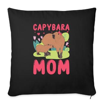 Drôle Capybara Mama Mami - Coussin et housse de 45 x 45 cm - noir - Devant