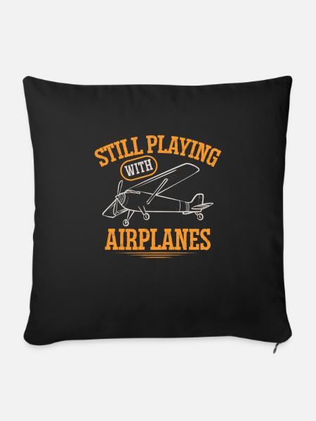 Ferngesteuertes Flugzeug Modellflugzeug - Sofakissen mit Füllung 45 x 45 cm - Schwarz