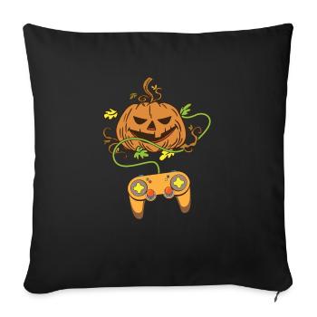 Contrôleur de jeu vidéo Halloween Pumpkin Head - Coussin et housse de 45 x 45 cm - noir - Devant