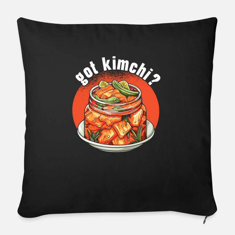 Kimchi Lover Cuisine coréenne Nourriture épicée Corée du Sud - Coussin et housse de 45 x 45 cm - noir