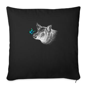 Cochon avec papillon - Coussin et housse de 45 x 45 cm - noir - Devant
