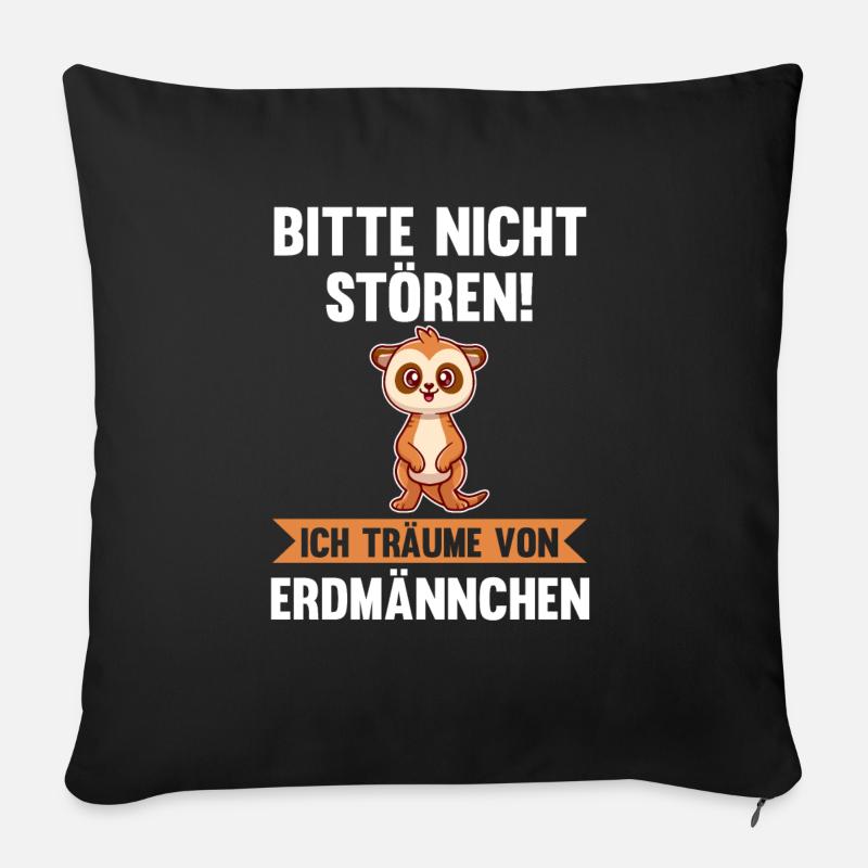Erdmännchen - Sofakissen mit Füllung 45 x 45 cm - Schwarz