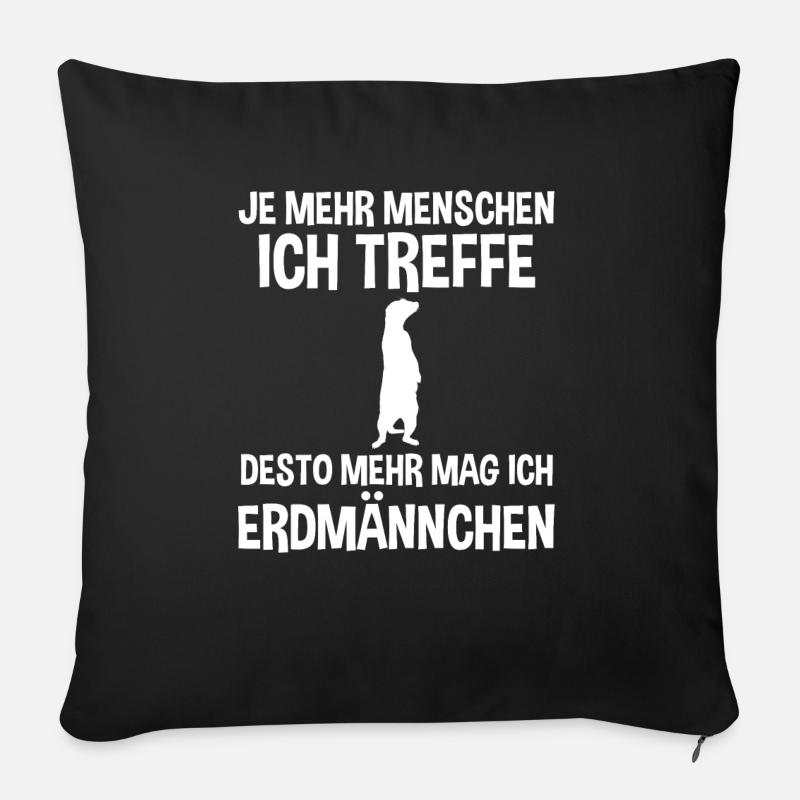 Erdmännchen - Sofakissen mit Füllung 45 x 45 cm - Schwarz