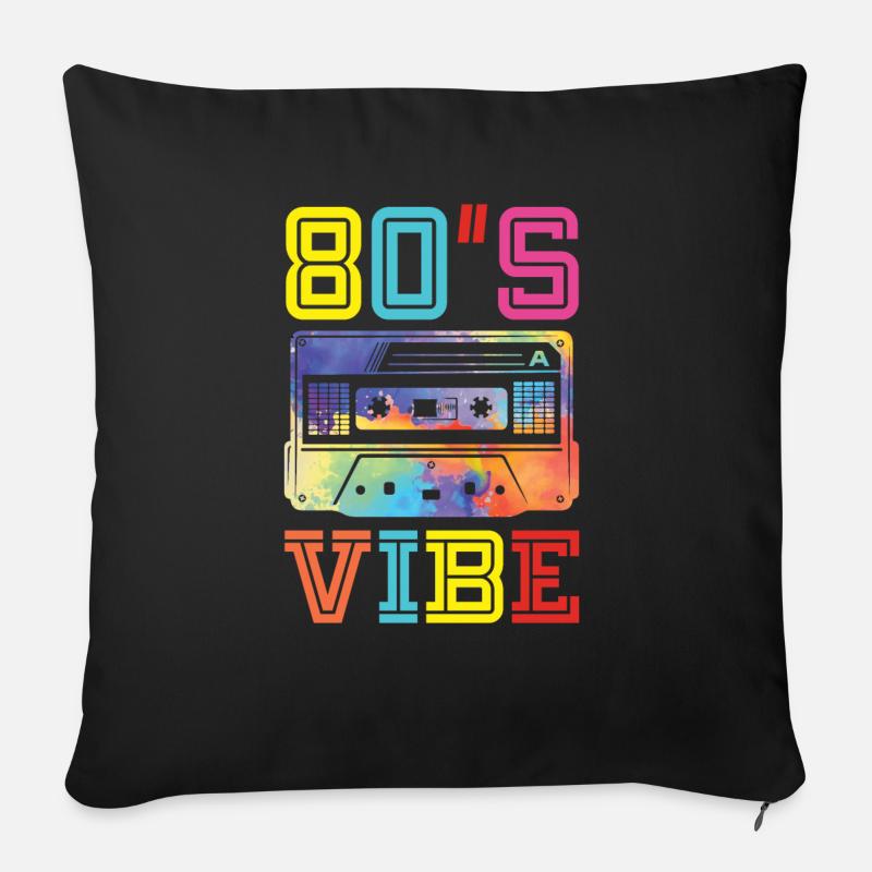 80s Carnaval 80 Retro Party Année 1980 Tie Dye - Coussin et housse de 45 x 45 cm - noir