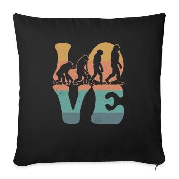 Charles Darwin Théorie de l’évolution AMOUR - Coussin et housse de 45 x 45 cm - noir - Devant