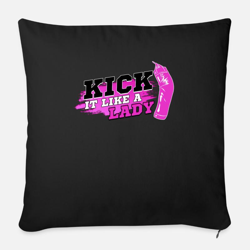 Kick It Like A Lady Kickboxen Muay Thai Boxer - Sofakissen mit Füllung 45 x 45 cm - Schwarz