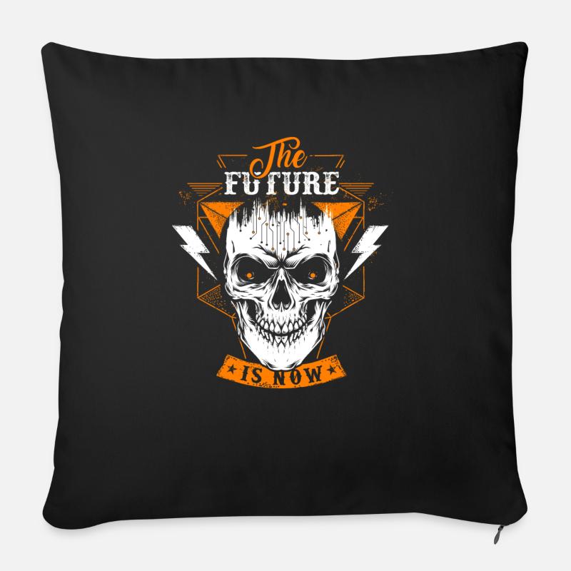 Future is now Orange Skull - Sofakissen mit Füllung 45 x 45 cm - Schwarz