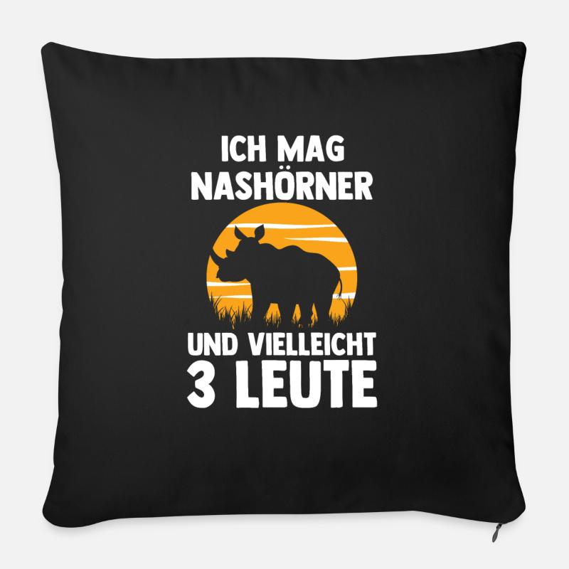 Nashorn - Sofakissen mit Füllung 45 x 45 cm - Schwarz