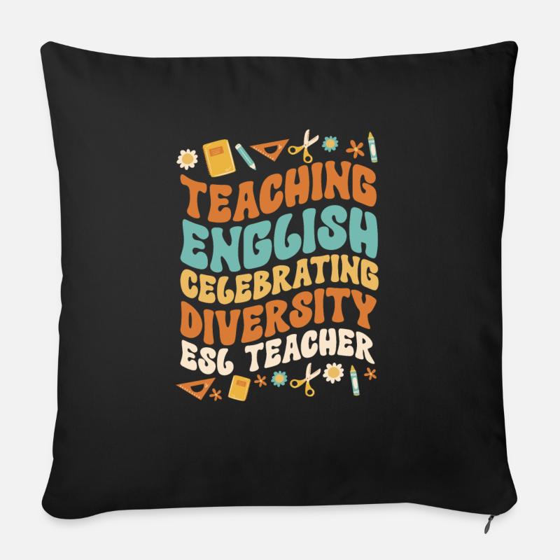 Professeur d’anglais langue seconde langue étrangère - Coussin et housse de 45 x 45 cm - noir