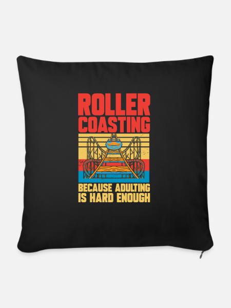 Achterbahn Rollercoaster Freizeitpark - Sofakissen mit Füllung 45 x 45 cm - Schwarz