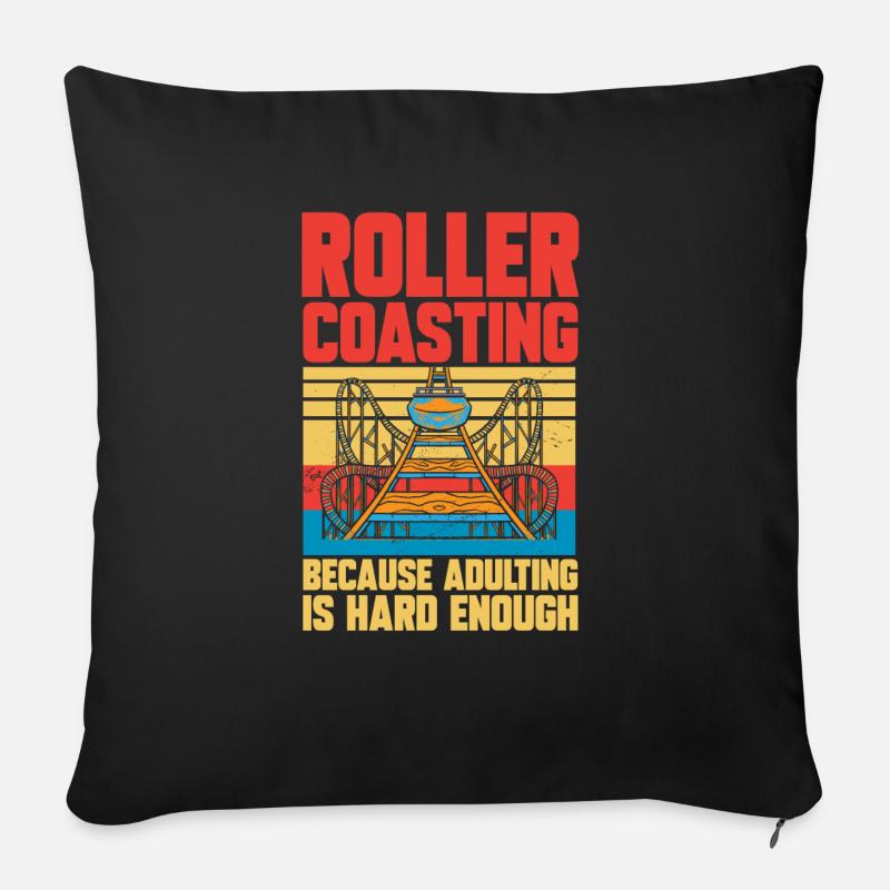 Roller Coaster Roller Coaster Amusement Park - Sofa pillow with filling 45cm x 45cm - black